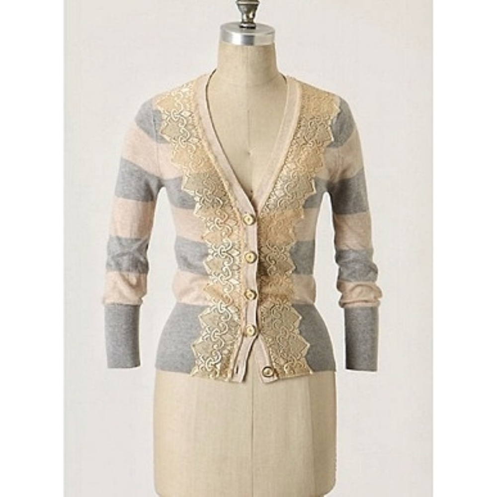 Anthropologie Romantic Striped Cardiagan